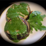 Millefoglie di melanzana e crema di robiola con pesto di rucola
