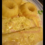 Filetti di merluzzo al latte e curry con mini cakes di polenta gratinate