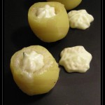 Bon bon di patate con cuor di bufala e maionese alla senape e mandarino