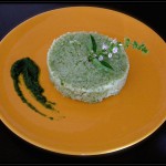 Riso basmati con crema di pane al basilico