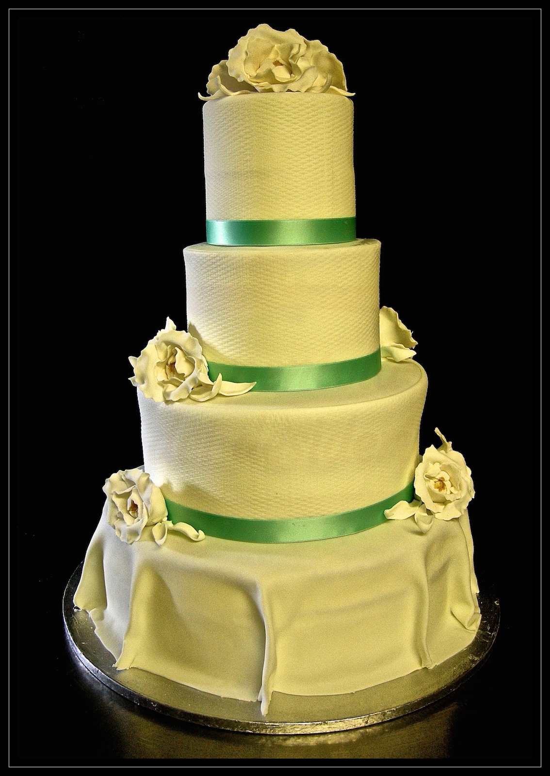 Wedding cake:" White and Tiffany"